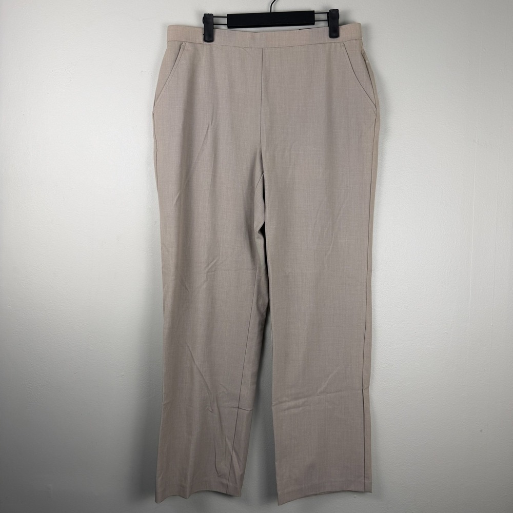 Dana Buchman Pants Women's Size 12 Beige Mid-Rise Straight Leg Pull On Stretch